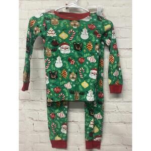 Little Blue House Kids Pajama Sz 8 PJs Christmas Ornament Pajamas Green Cotton